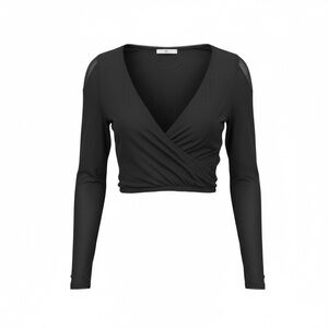 BP Black Long-Sleeve Wrap Crop Top